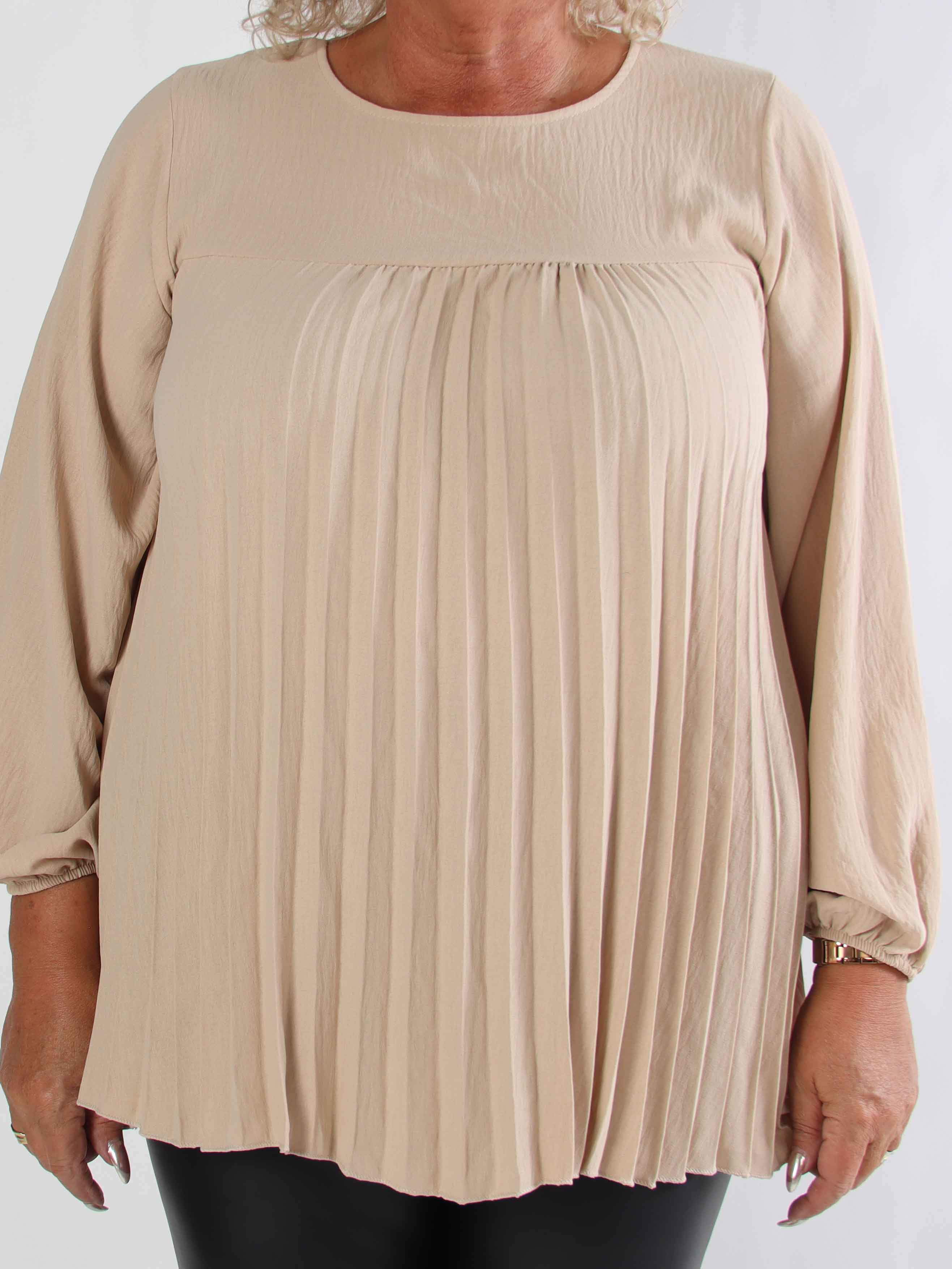 Nancy Shirt L/S - Sød plus size bluse med plisseringer